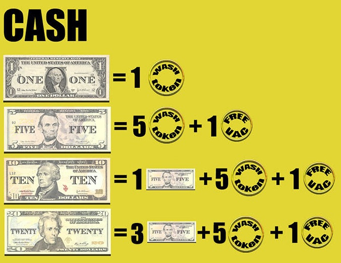 24hrselfwash cash to tokens
